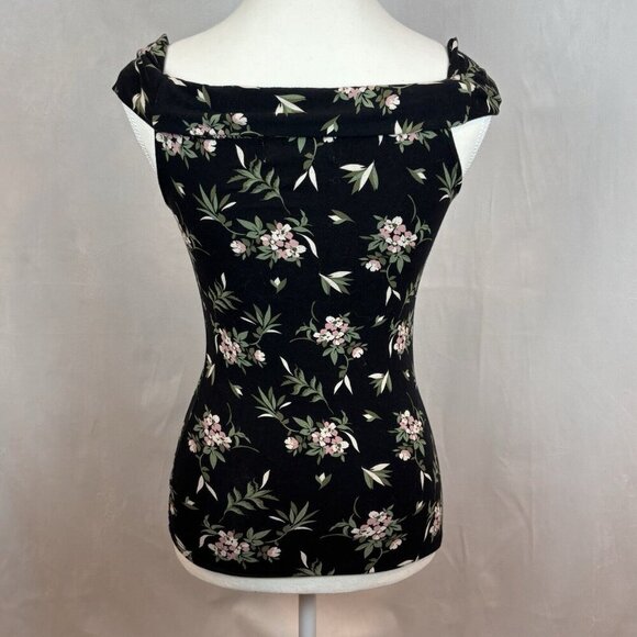 Sabrina Carpenter for Aeropostale Black Floral Ruched‎ Blouse Size Small Party - Picture 4 of 11